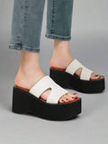 Women's Dressy Black Platform Sandals with Curved Heel - In Control Clothing