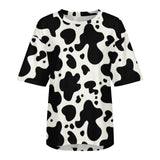 Women's Drop-Shoulder Cow Print T-Shirt - In Control Clothing