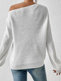 Womens Fashion Single Shoulder Long Sleeve Knit Sweater - In Control Clothing
