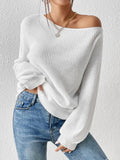 Womens Fashion Single Shoulder Long Sleeve Knit Sweater - In Control Clothing