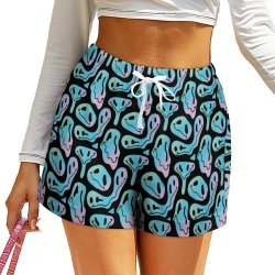 Womens High - Waisted Smiley Shorts