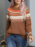 Womens Knit Geometric Long Sleeve Fall Sweater - In Control Clothing