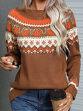 Womens Knit Geometric Long Sleeve Fall Sweater - In Control Clothing