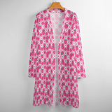 Womens Mid - Length Pink Strawberry Cardigan - In Control Clothing
