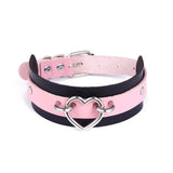 Women's Pastel Goth Two - Tone Heart Choker Necklace - In Control Clothing