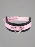 Women's Pastel Goth Two - Tone Heart Choker Necklace - In Control Clothing