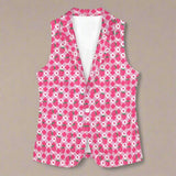 Womens Pink Strawberry Sleeveless Blazer Vest - In Control Clothing