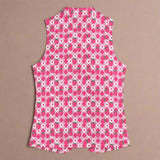 Womens Pink Strawberry Sleeveless Blazer Vest - In Control Clothing