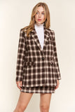 Womens Plaid Brushed One Button Fashion Blazer - In Control Clothing