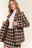Womens Plaid Brushed One Button Fashion Blazer - In Control Clothing