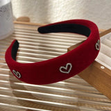 Women's Retro Velvet Rhinestone Love Heart Headband - Elegant Wide Hair Band - In Control Clothing