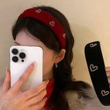 Women's Retro Velvet Rhinestone Love Heart Headband - Elegant Wide Hair Band - In Control Clothing