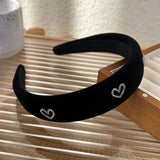 Women's Retro Velvet Rhinestone Love Heart Headband - Elegant Wide Hair Band - In Control Clothing