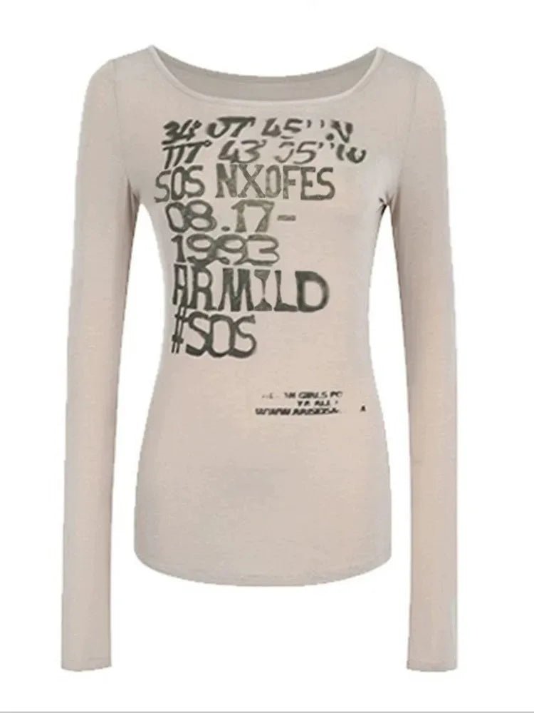Women's Slim Fit Graphic Tee - Long Sleeve Y2K Goth Fashion - In Control Clothing