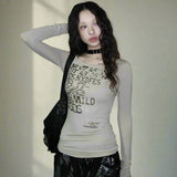 Women's Slim Fit Graphic Tee - Long Sleeve Y2K Goth Fashion - In Control Clothing