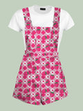 Womens Strawberry Plaid Shortalls - In Control Clothing