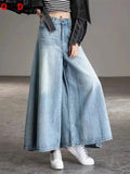 Women’s Vintage Culotte Jeans - Loose Fit Wide Leg Denim - In Control Clothing