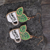 Wooden Alloy Dangle Plant Earrings - In Control Clothing