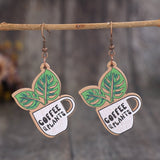 Wooden Alloy Dangle Plant Earrings - In Control Clothing