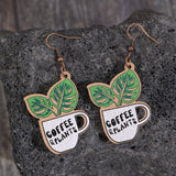 Wooden Alloy Dangle Plant Earrings - In Control Clothing