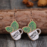 Wooden Alloy Dangle Plant Earrings - In Control Clothing