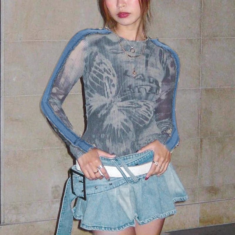 Y2k Aesthetic Grunge Butterfly T-shirt - In Control Clothing