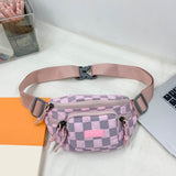 Y2K Checkered Adjustable Strap Nylon Crossbody Bag