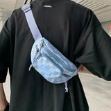 Y2K Checkered Adjustable Strap Nylon Crossbody Bag