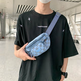 Y2K Checkered Adjustable Strap Nylon Crossbody Bag