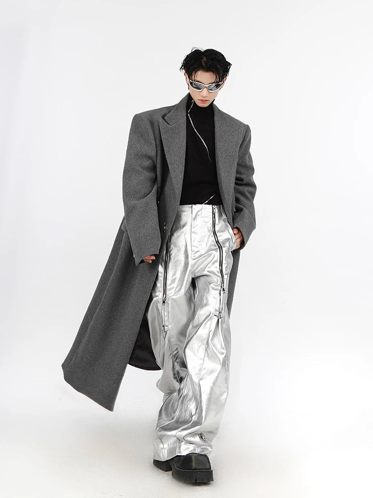 Stylish Y2K Cybercore Men's Loose PU Leather Pants - Acubi
