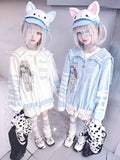 Y2K Japanese Gothic Sweatshirt - Anime Print, Sailor Collar Zip Jacket - In Control Clothing