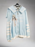 Y2K Japanese Gothic Sweatshirt - Anime Print, Sailor Collar Zip Jacket - In Control Clothing