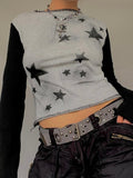 Y2K Star Graphic Print Vintage Crop Top - In Control Clothing
