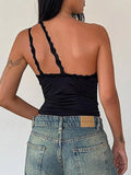 Y2K Trendy Lace Accented Black Camisole - In Control Clothing