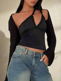 Y2K Trendy Lace Accented Black Camisole - In Control Clothing