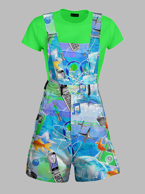Womens Frutiger Aero Outfit Overall Shorts