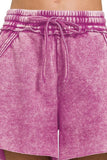 Zenana Acid Wash Fleece Drawstring Shorts With Pockets