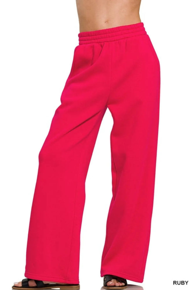 Zenana Fleece Drawstring Pants With Pocket