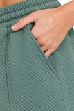 Zenana Textured Knit Jacquard Drawstring Shorts