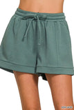 Zenana Textured Knit Jacquard Drawstring Shorts