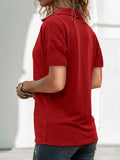 Zip Collar Short Sleeve Top