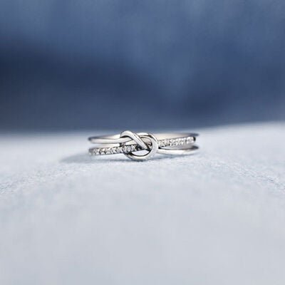 925 Sterling Silver Double-Layered Knot Ring - In Control Clothing