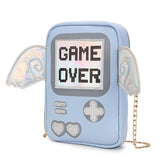 Kawaii Pastel Aesthetic Game Over Blue Crossbody Bag