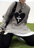 Heart Design Knit Alt Style Sweater