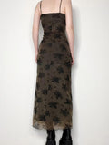 Academia Grunge Graphic Print Long Cami Dress - In Control Clothing