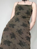 Academia Grunge Graphic Print Long Cami Dress - In Control Clothing