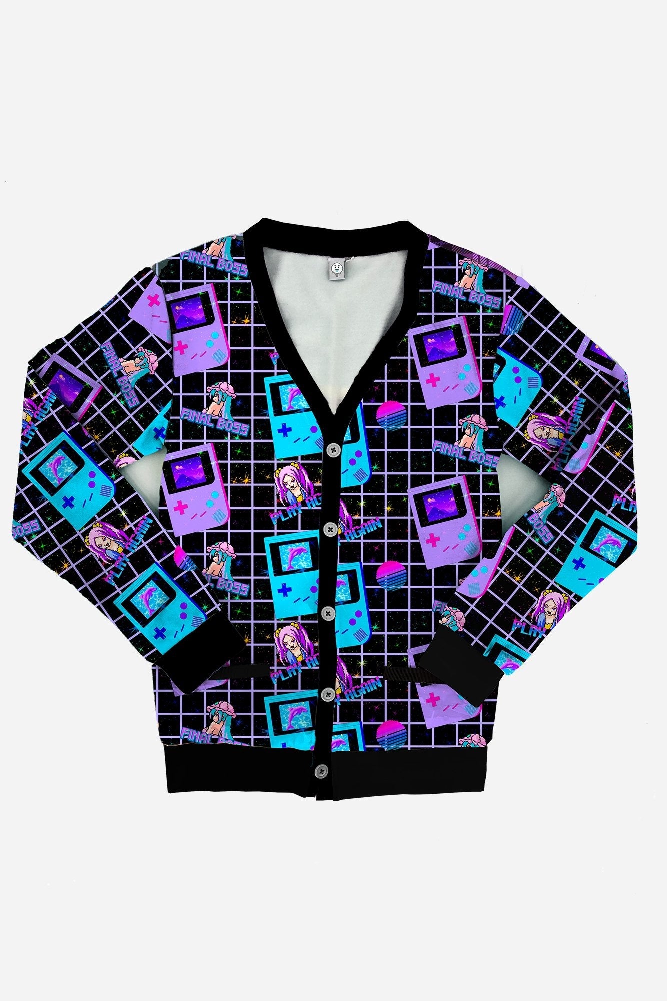 Aesthetic Video Game Black Cardigan - In Control Clothing