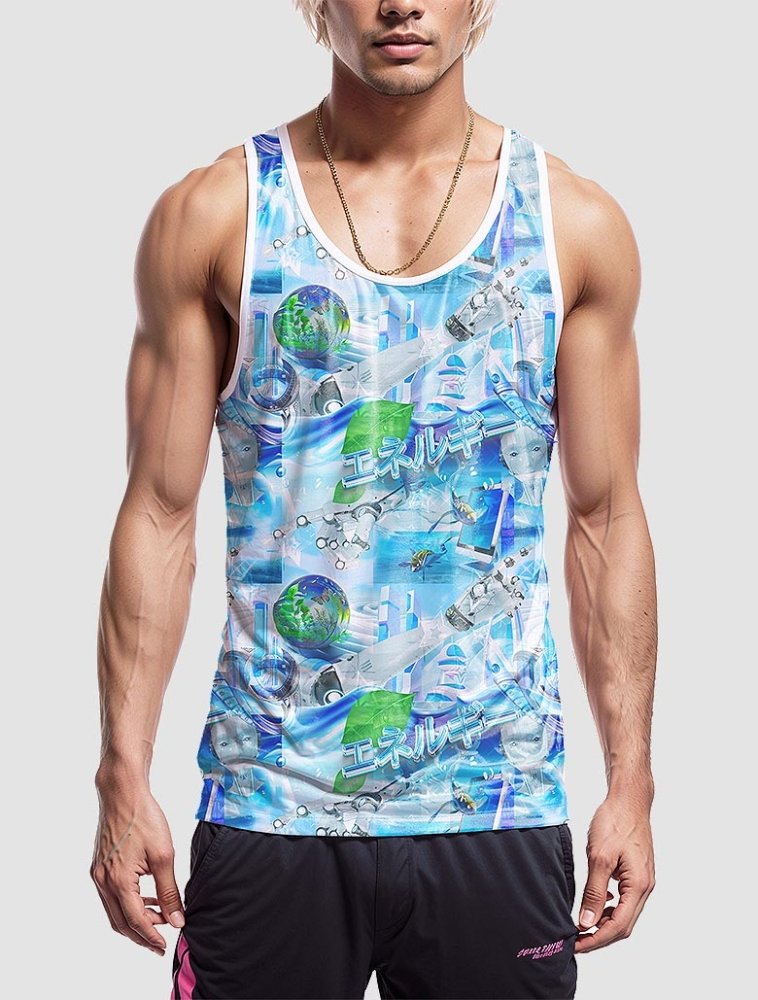 AI Robot Y2K Men's All Over Print Tank Top - In Control Clothing