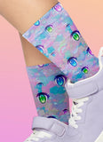 Anime Eye Pattern Crew Socks - In Control Clothing