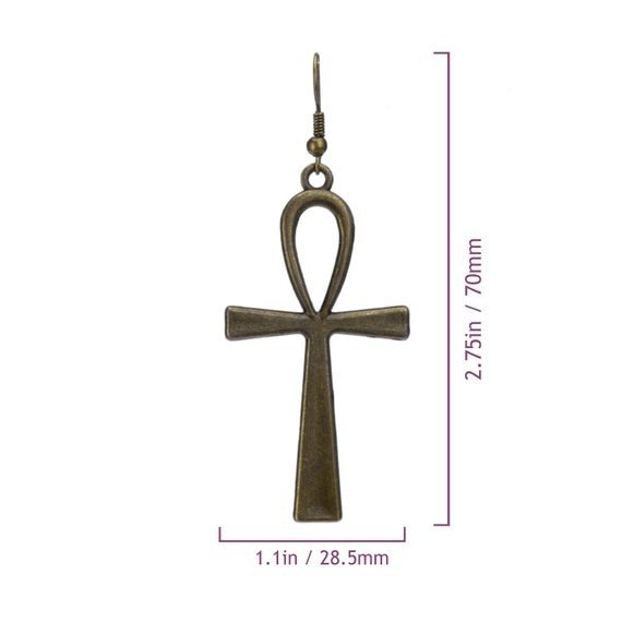 Ankh Large Statement Art Deco Earrings - In Control Clothing